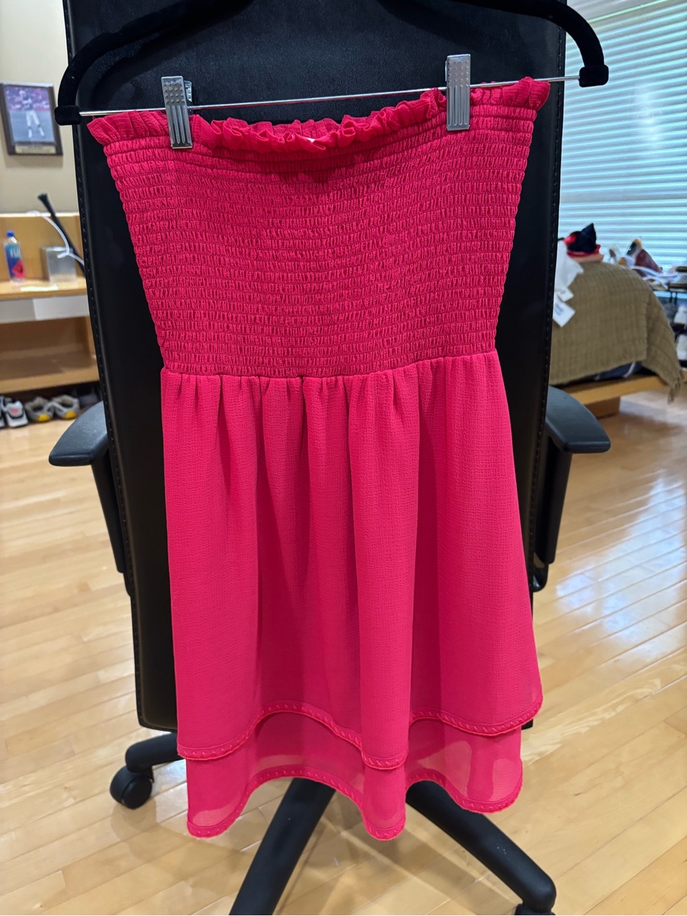 Ramy brook XS Hot Pink Smocked Strapless Dress